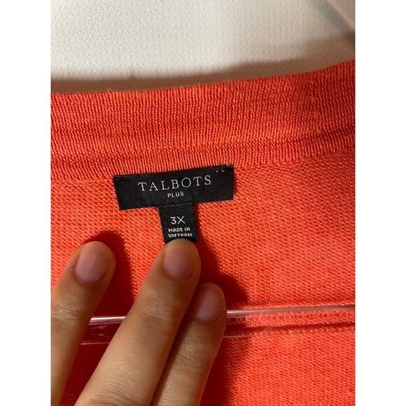 Talbots 100% Linen Knit Orange 3/4 Sleeve Cardigan Sweater Plus Size Women's 3X - Picture 2 of 4